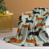 1Pc Of Flannel Sausage dog With Cute Pet Theme, Soft And Fluffy, Multifunctional Outdoor Beach Camping, Living Room Sofa, Office Nap, Printed Blanket