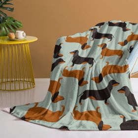 1Pc Of Flannel Sausage dog With Cute Pet Theme, Soft And Fluffy, Multifunctional Outdoor Beach Camping, Living Room Sofa, Office Nap, Printed Blanket