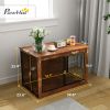 39" Dog Crate Furniture with Flip-up Top Opening, 2 Doors, Dog Kennel Furniture for Large Dogs, Rustic Brown
