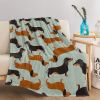 1Pc Of Flannel Sausage dog With Cute Pet Theme, Soft And Fluffy, Multifunctional Outdoor Beach Camping, Living Room Sofa, Office Nap, Printed Blanket
