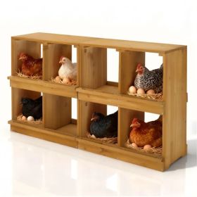 Nesting Boxes For Chickens, Wooden Chicken Nesting Box, Laying Eggs Nest Box For Chickens Hens Ducks, Yellow, 8 Compartments (Option: defaulttitle)