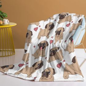 Pug Dog Animal Flannel Blanket Kids Cute Puppy Theme Fuzzy Warm and Cozy Throws for Boys Girls Pet Fleece Blankets (size: 130x150)