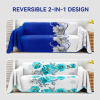 Reversible Quilted Sofa Bed Cover (1-4 Seater) - Microfiber Sofa Protector & Lightweight Comforter (Dual Floral Prints)