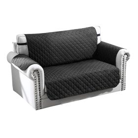Reversible Sofa Cover Chair Loveseat Couch Microfiber Slipcover Cushion Furniture Protector Shield Water-Resistant w/ Elastic Strap for Kids Pet Dog C (Color: Black, size: 2-Seat)